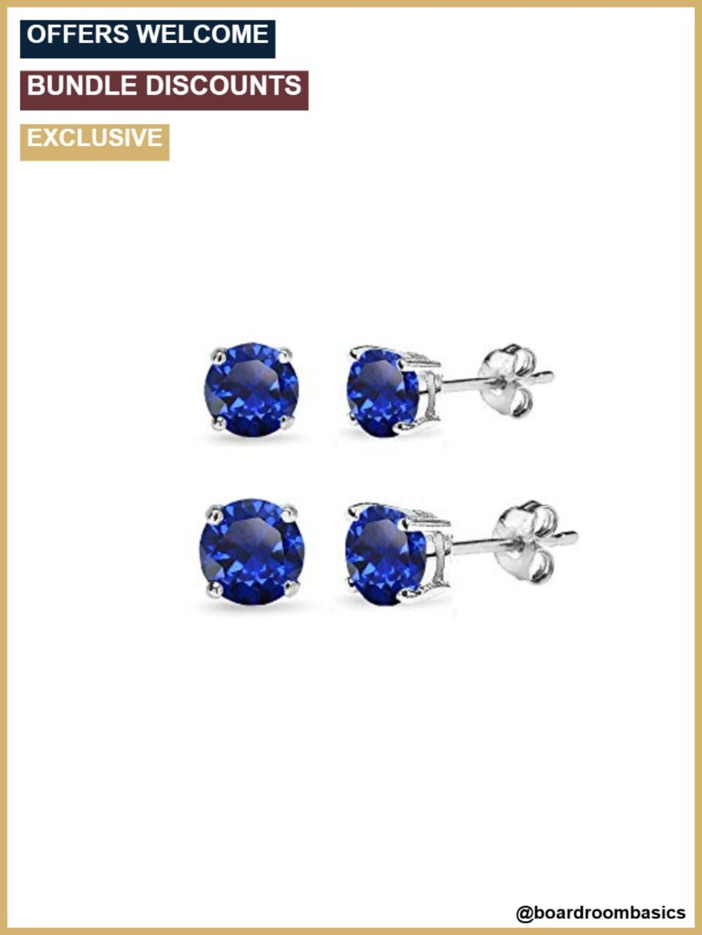 Sterling Silver Created Blue Sapphire Stud Earrings Set